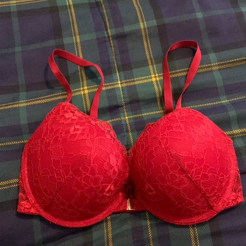 Red lace bra